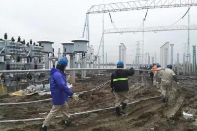 500千伏中吳變的施工現(xiàn)場(chǎng)